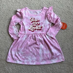 Kids Toddler Babygirl Long Sleeve The Dye Pink Dress, New, Size 2T